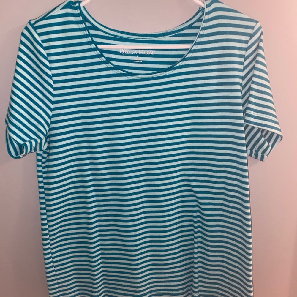 teal striped shirt !